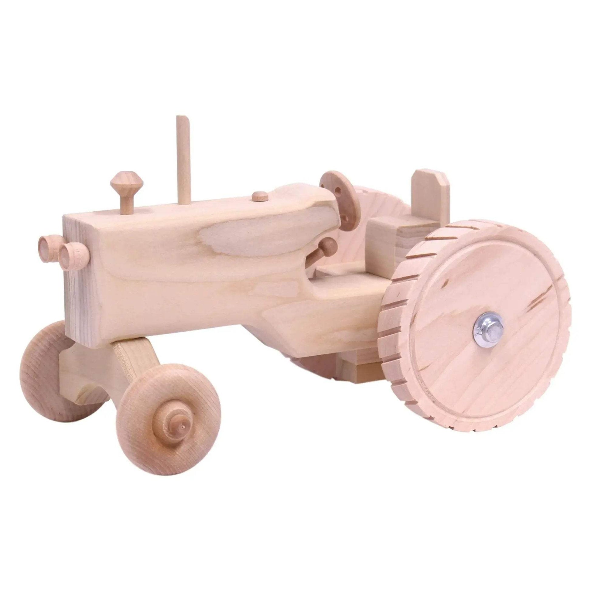 Amish-Made Wooden Toy Tractor With Hitch, Unfinished - ToylandEU