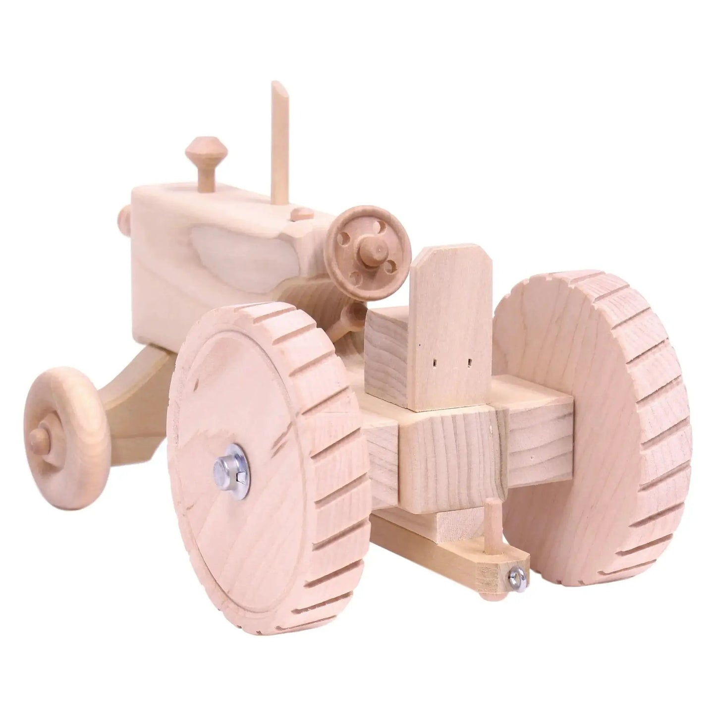 Amish-Made Wooden Toy Tractor With Hitch, Unfinished - ToylandEU