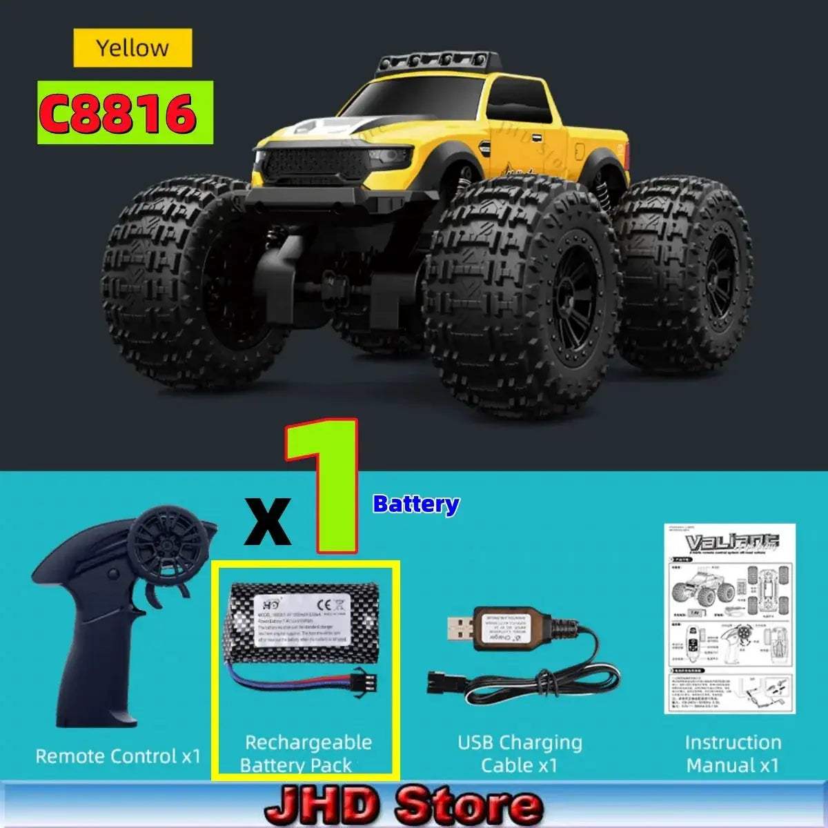 Amphibious RC Car 4WD Off Road Monster with LED Light - ToylandEU
