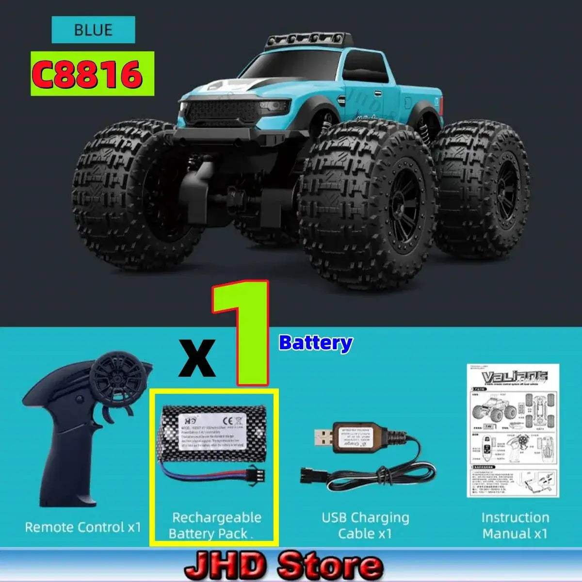 Amphibious RC Car 4WD Off Road Monster with LED Light - ToylandEU