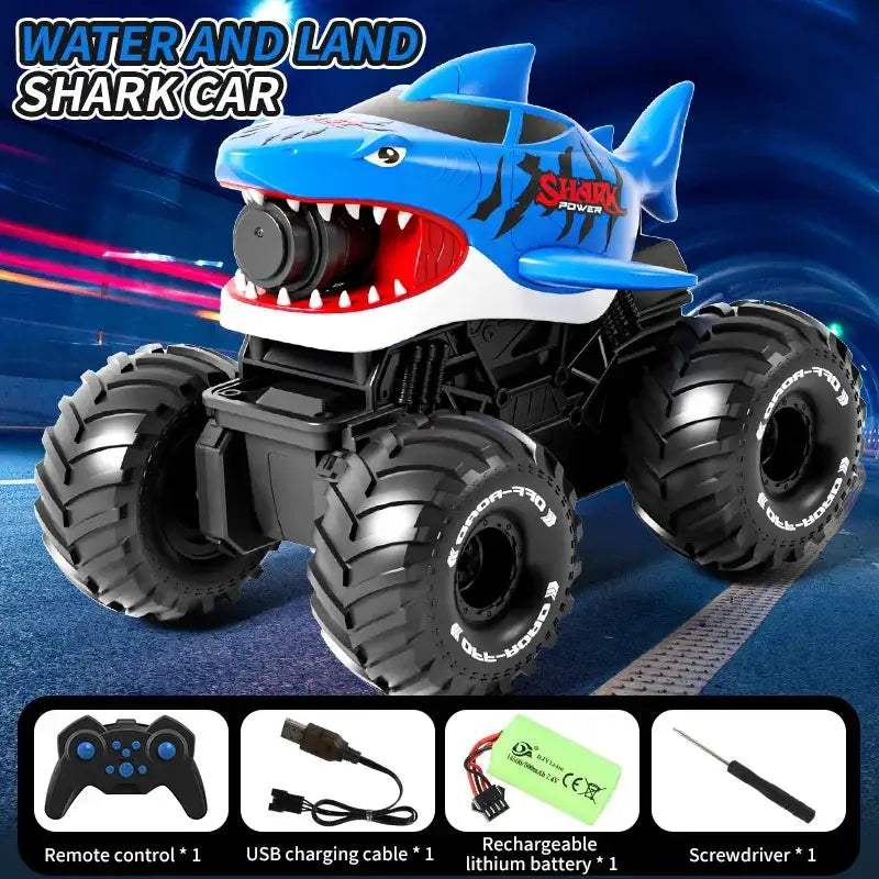 Amphibious RC Car Shark Waterproof With 10m Range Water Gun - ToylandEU