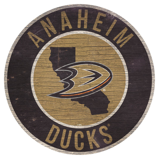Anaheim Ducks Round Wood Sign State Design 12 Inch Custom - ToylandEU