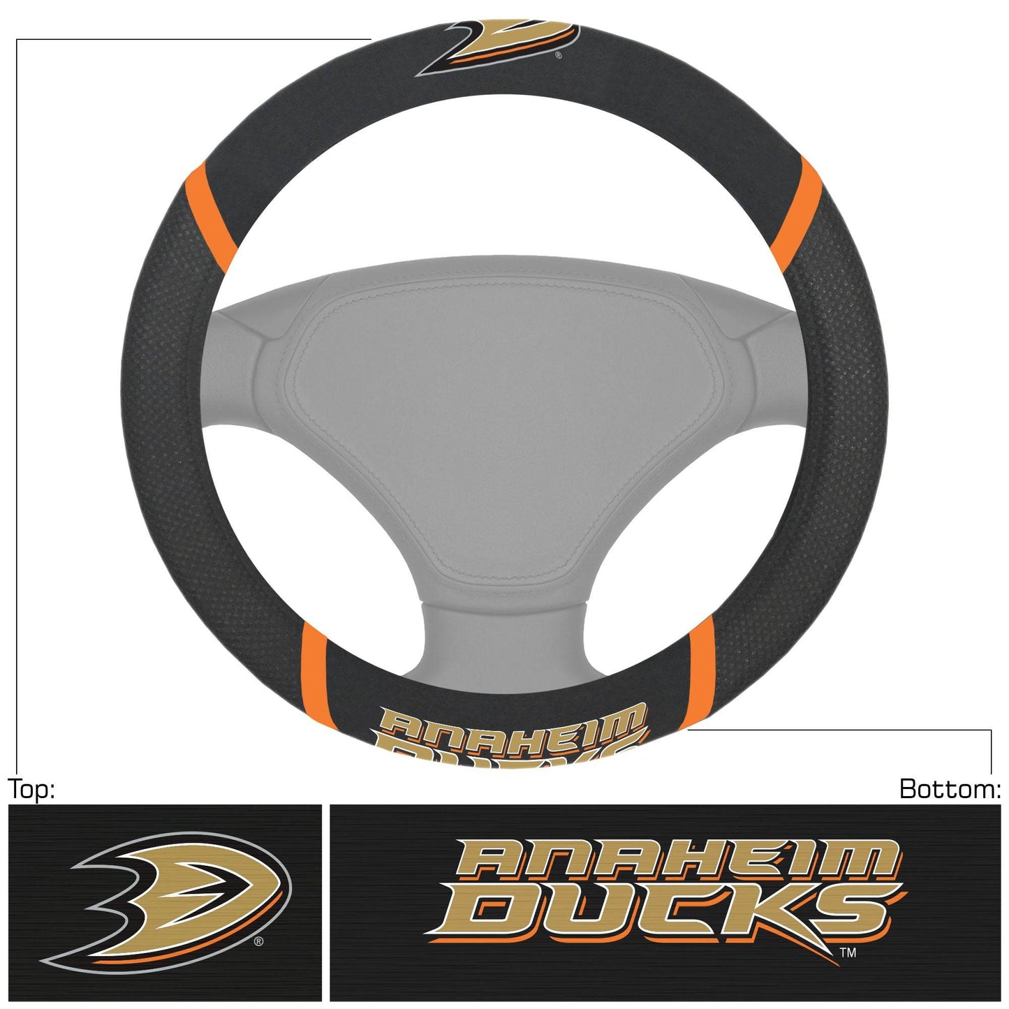 Anaheim Ducks Steering Wheel Cover Mesh And Suede Stitching - ToylandEU