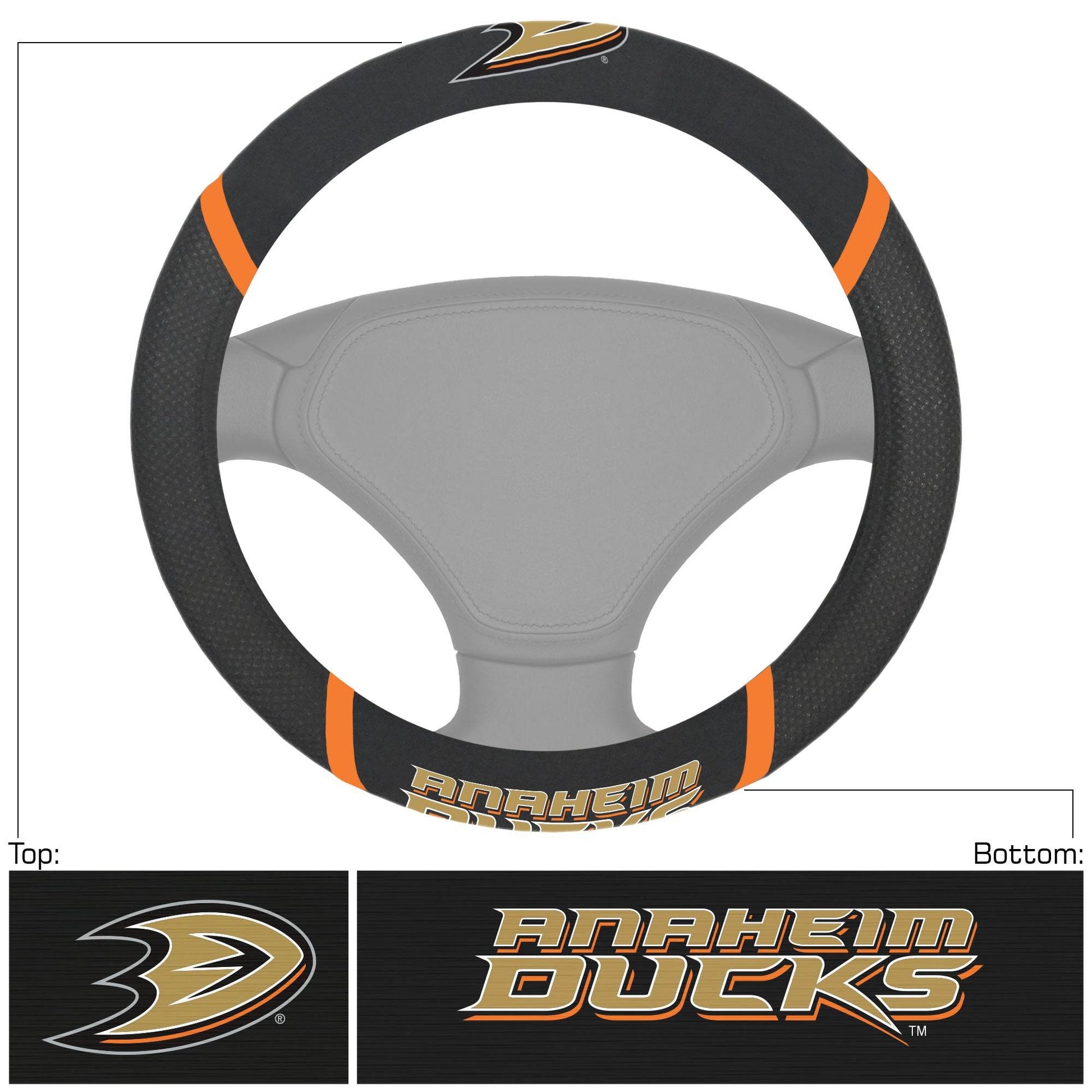 Anaheim Ducks Steering Wheel Cover Mesh And Suede Stitching - ToylandEU