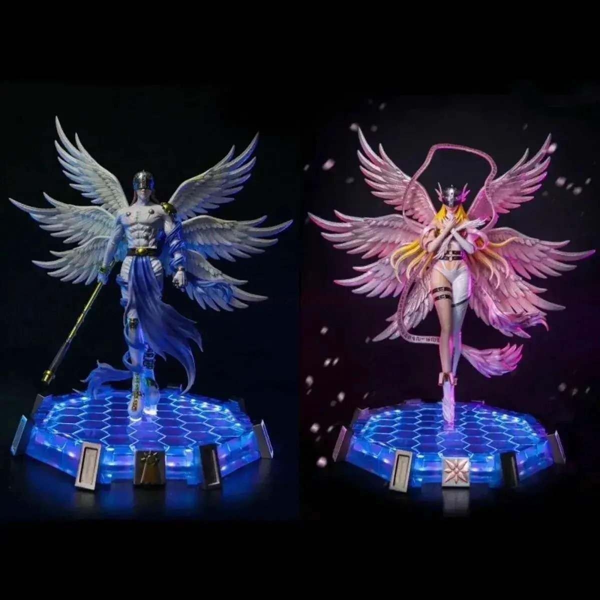 Angewomon and Angemon LED Action Figurines, Standing Position Anime Digimon Adventure Figures PVC Statue 28cm - ToylandEU