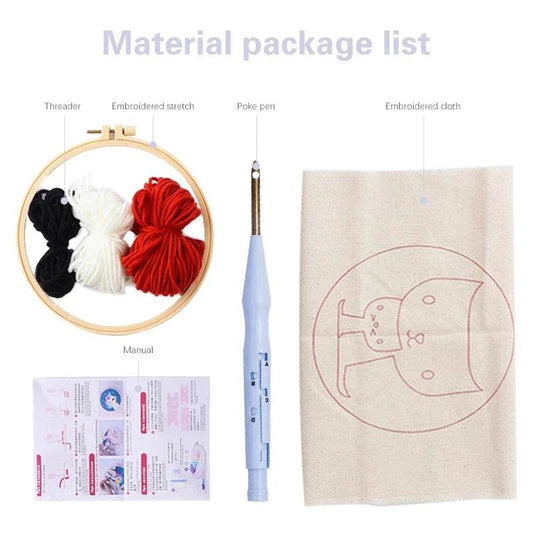 Animal-Themed Punch Needle Embroidery Kit - 20x20cm Beginner Rug Hooking Craft Set - ToylandEU