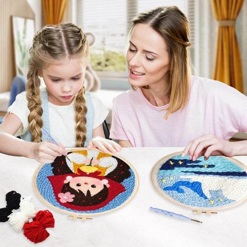 Animal-Themed Punch Needle Embroidery Kit - 20x20cm Beginner Rug Hooking Craft Set - ToylandEU