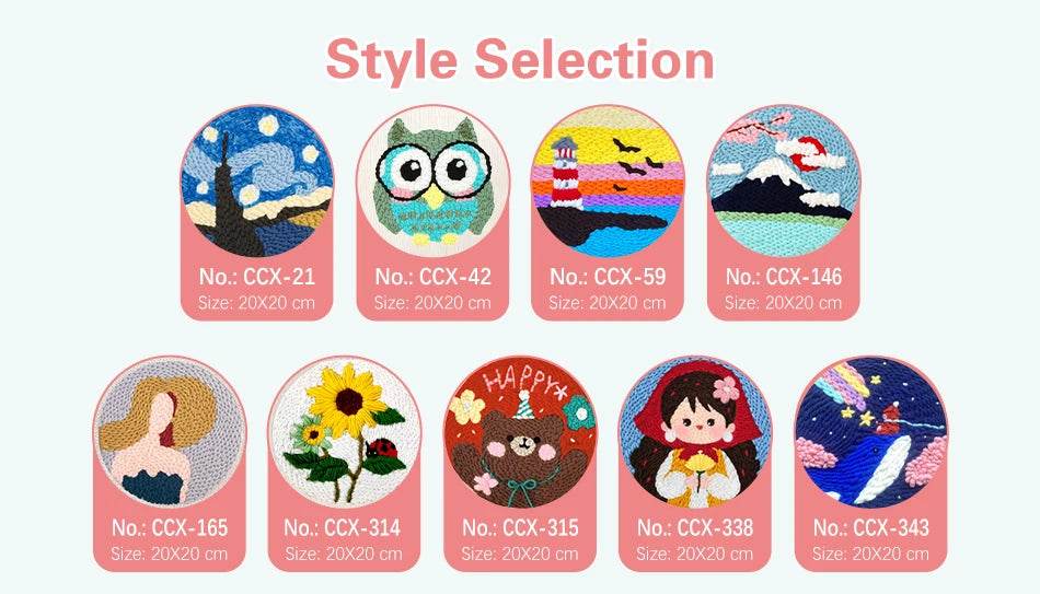 Animal-Themed Punch Needle Embroidery Kit - 20x20cm Beginner Rug Hooking Craft Set - ToylandEU