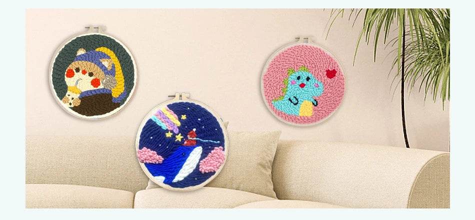 Animal-Themed Punch Needle Embroidery Kit - 20x20cm Beginner Rug Hooking Craft Set - ToylandEU