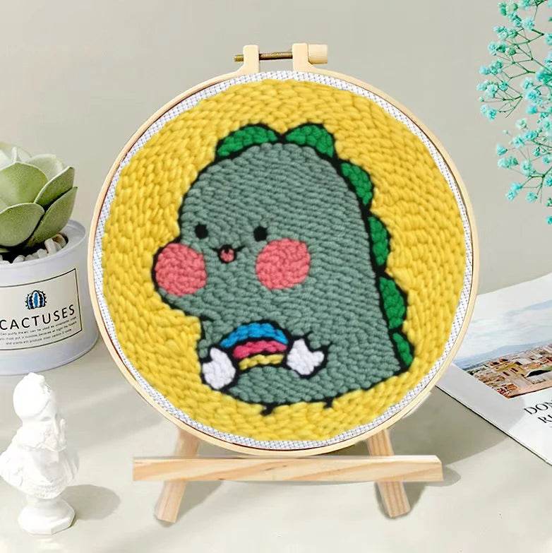 Animal-Themed Punch Needle Embroidery Kit - 20x20cm Beginner Rug Hooking Craft Set - ToylandEU
