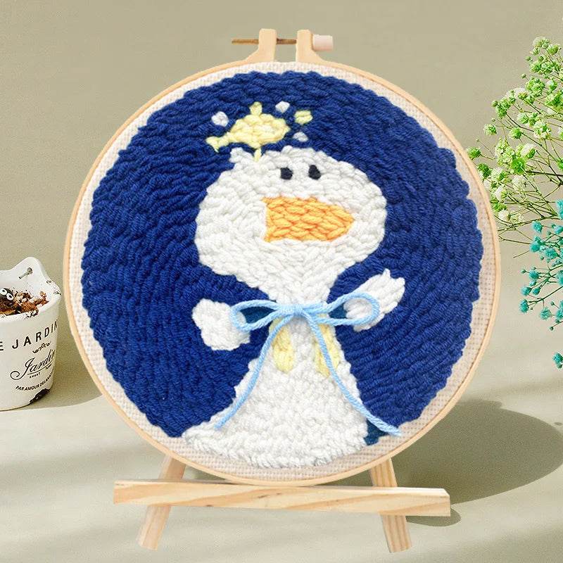 Animal-Themed Punch Needle Embroidery Kit - 20x20cm Beginner Rug Hooking Craft Set - ToylandEU