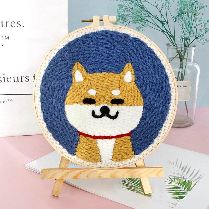 Animal-Themed Punch Needle Embroidery Kit - 20x20cm Beginner Rug Hooking Craft Set - ToylandEU