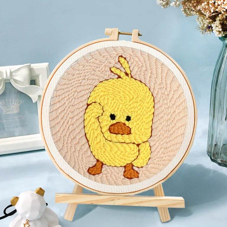 Animal-Themed Punch Needle Embroidery Kit - 20x20cm Beginner Rug Hooking Craft Set - ToylandEU