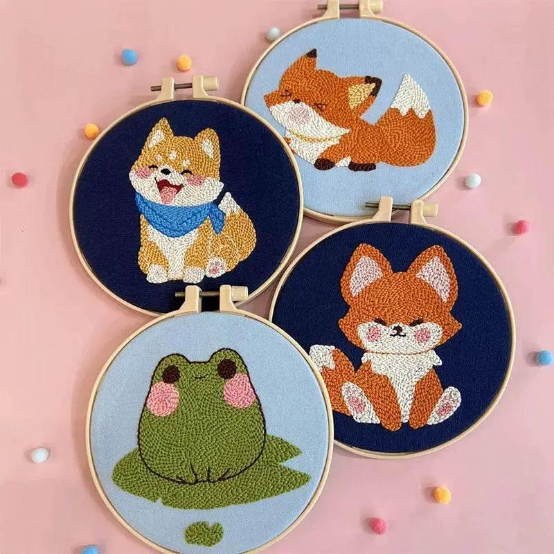  Animal -Themed Punch Needle Embroidery Set with Panda and Dinosaur Designs for Beginners – DIY Craft Kit -  ToylandEU™