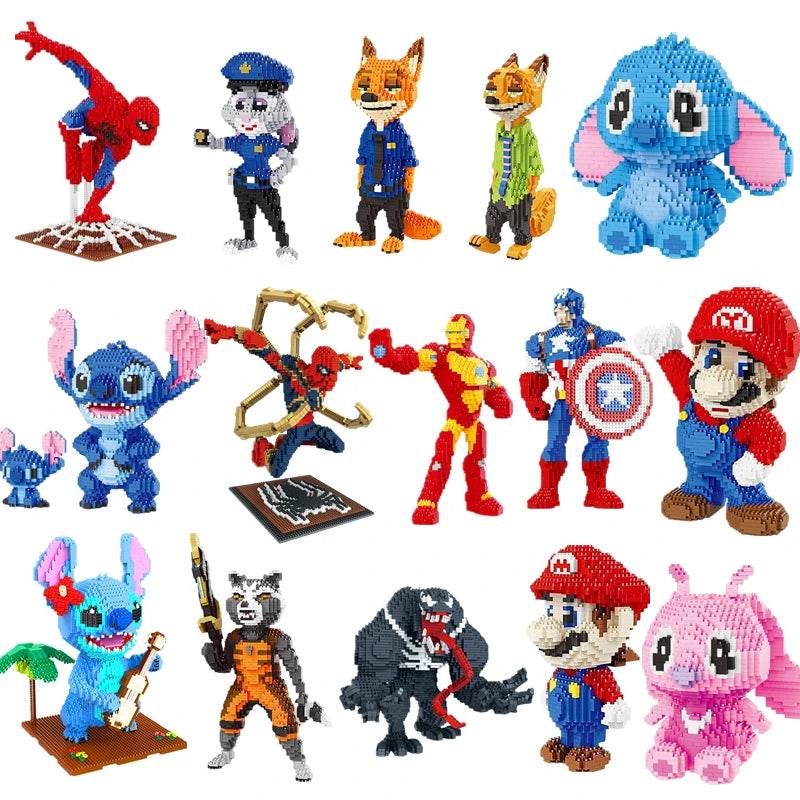 Anime Building Blocks Stitch Spider Iron Venom Style MOC Jigsaw Puzzle Game Gift - ToylandEU