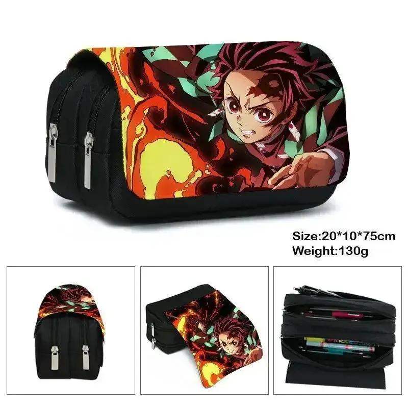 Anime Demon Slayer Pencil Case: Student Bilayer Storage Bag, Cartoon Pen Box, Cosplay Props Accessories - ToylandEU
