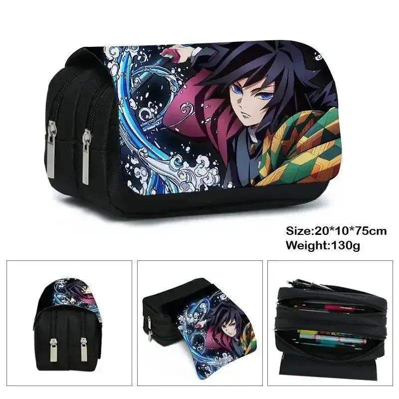 Anime Demon Slayer Pencil Case: Student Bilayer Storage Bag, Cartoon Pen Box, Cosplay Props Accessories - ToylandEU