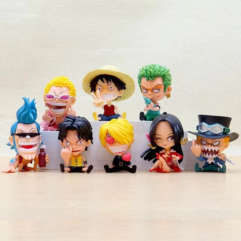 Anime Figure One Piece Childhood Full Set GK Luffy Zoro Sanji Nami Robin Ace Straw Hat Pirates Crew Model - ToylandEU
