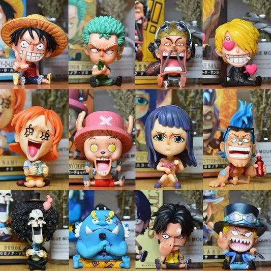 Anime Figure One Piece Childhood Full Set GK Luffy Zoro Sanji Nami Robin Ace Straw Hat Pirates Crew Model - ToylandEU