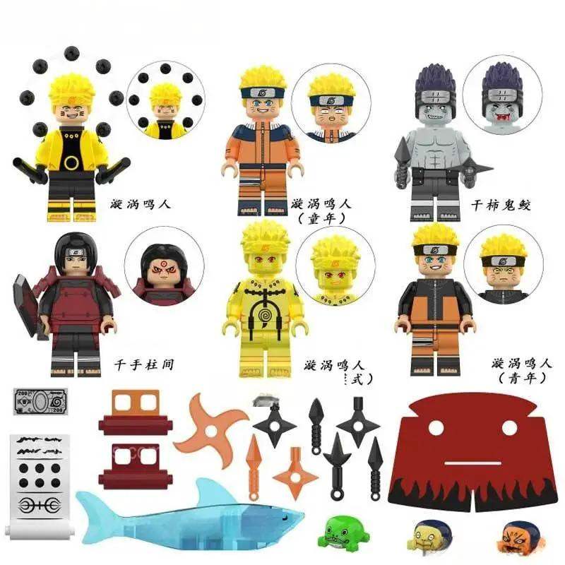 Anime Lego Minifigures: Naruto Custom Set (6 Pcs) - Collectible Uchiha Building Blocks S2 - Minifigure Toys