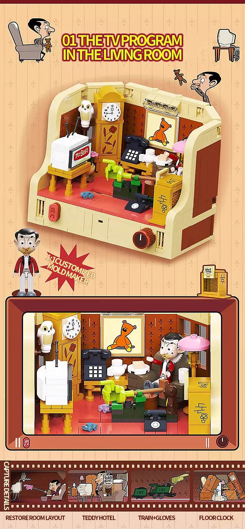 Anime Mr.Bean House Scene Series Building Block Toy Gift - ToylandEU