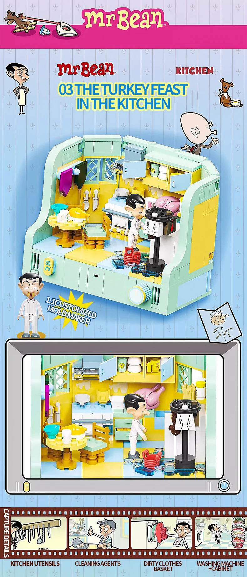 Anime Mr.Bean House Scene Series Building Block Toy Gift - ToylandEU