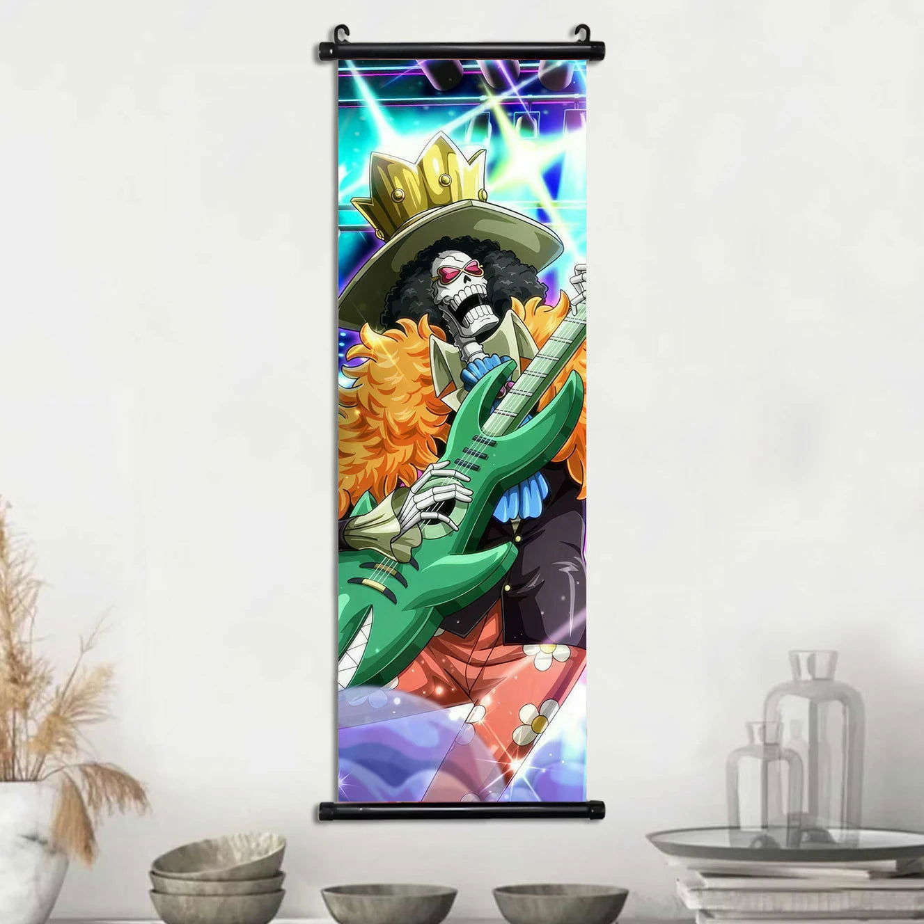  Anime ONE PIECE Poster Scrolls Wall Art, Sanji Roronoa Zoro Luffy Nami Canvas Prints Kids Room Decoration Hanging Scrolls 