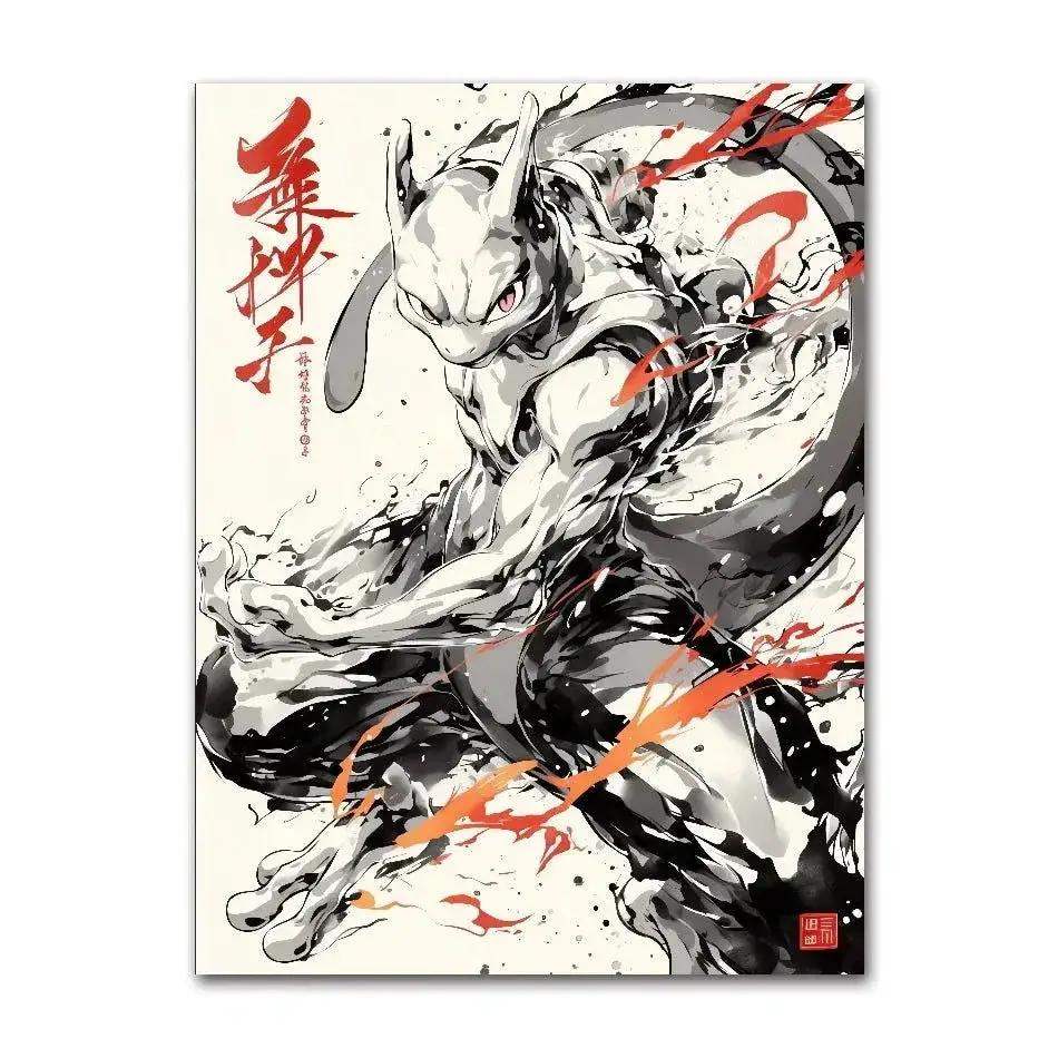 Anime Pokemon Ink Painting Canvas Posters, Painting Prints Posters and Prints Wall Art Picture for Living Room Children Gift - ToylandEU