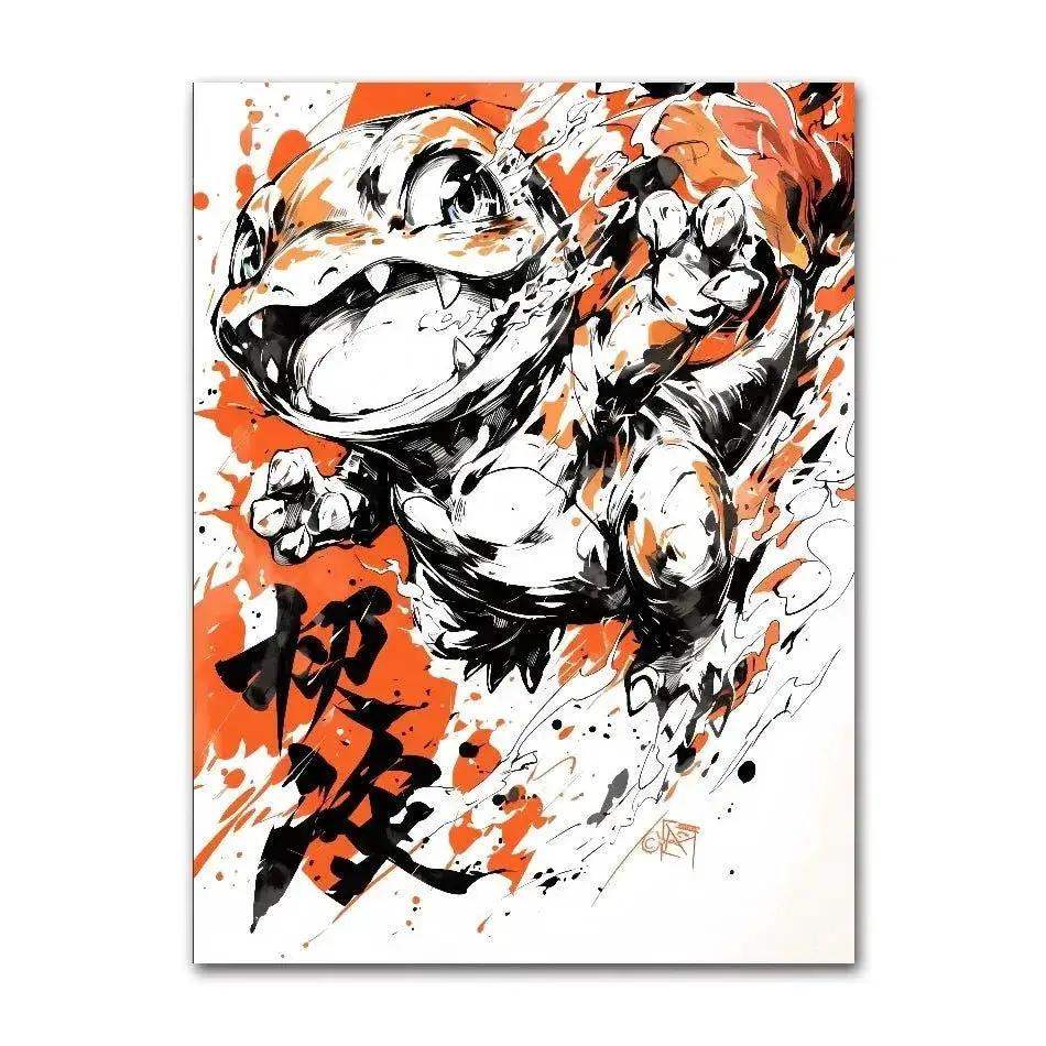 Anime Pokemon Ink Painting Canvas Posters, Painting Prints Posters and Prints Wall Art Picture for Living Room Children Gift - ToylandEU