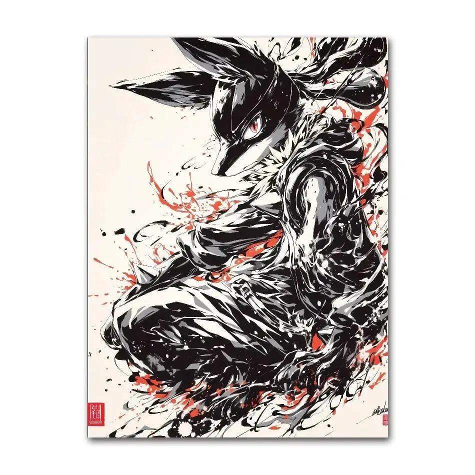 Anime Pokemon Ink Painting Canvas Posters, Painting Prints Posters and Prints Wall Art Picture for Living Room Children Gift - ToylandEU