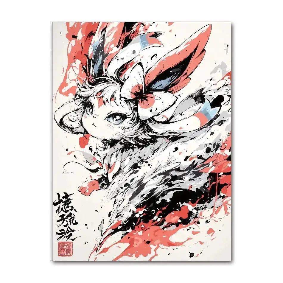 Anime Pokemon Ink Painting Canvas Posters, Painting Prints Posters and Prints Wall Art Picture for Living Room Children Gift - ToylandEU