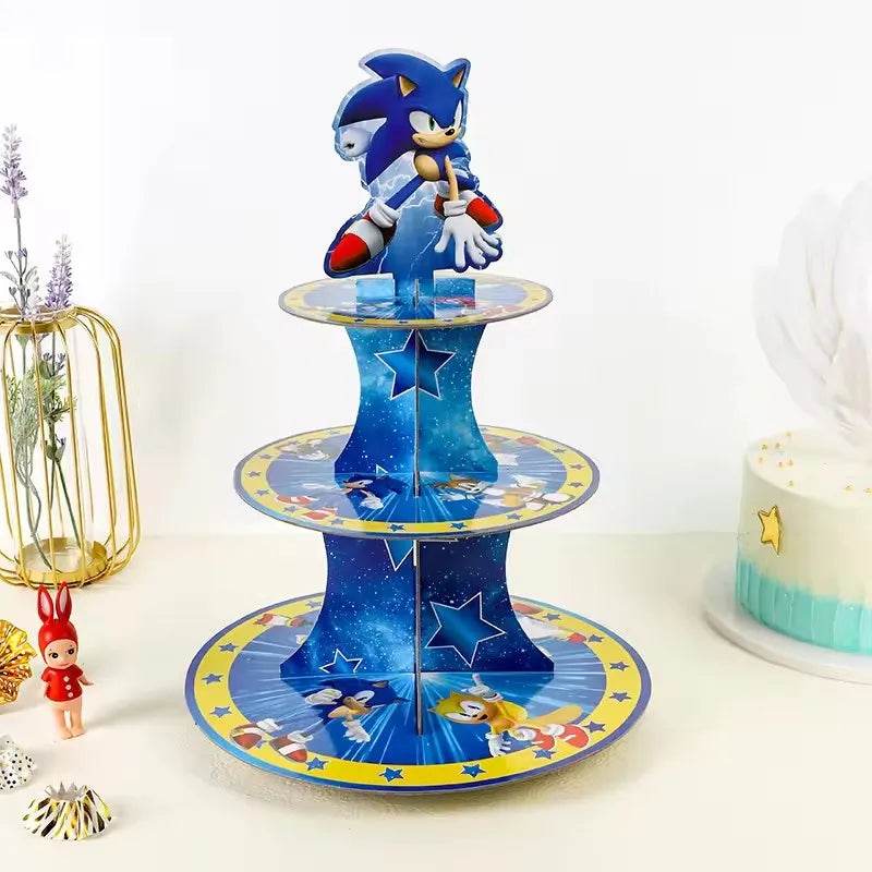 Anime Sonic Birthday Party Cake Rack 3-Layer Dessert Table - ToylandEU