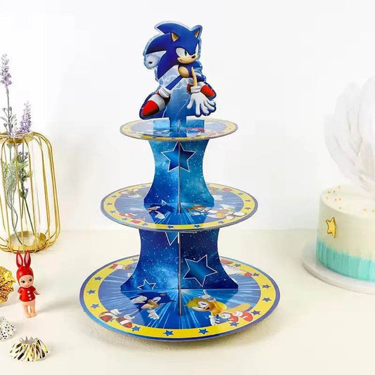 Anime Sonic Birthday Party Cake Rack 3-Layer Dessert Table - ToylandEU