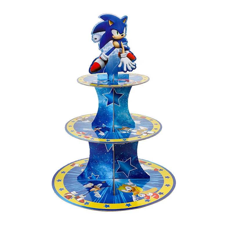 Anime Sonic Birthday Party Cake Rack 3-Layer Dessert Table - ToylandEU