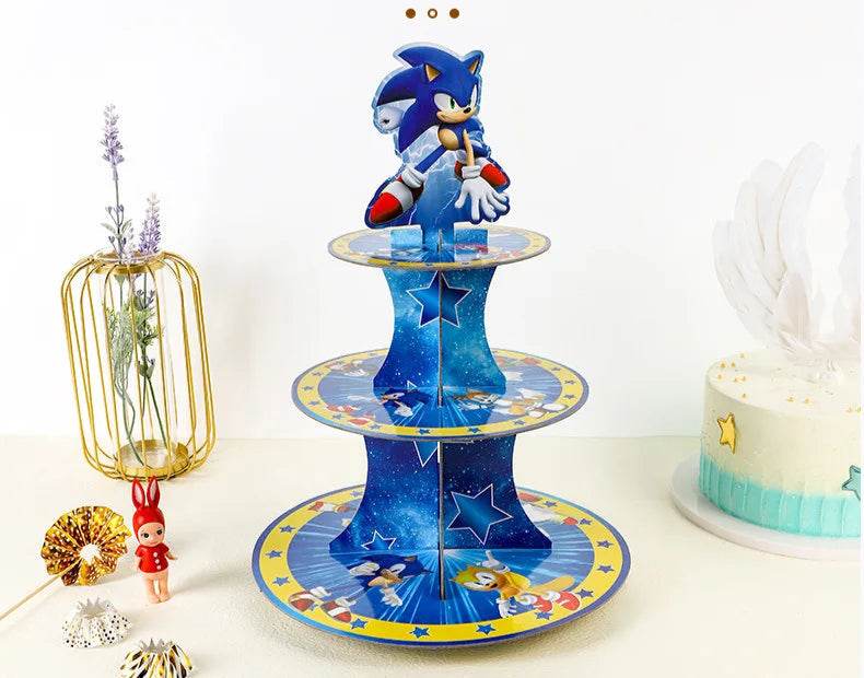 Anime Sonic Birthday Party Cake Rack 3-Layer Dessert Table - ToylandEU