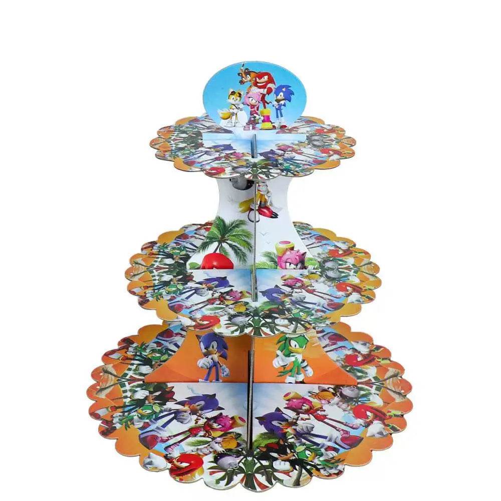 Anime Sonic Birthday Party Cake Rack 3-Layer Dessert Table - ToylandEU