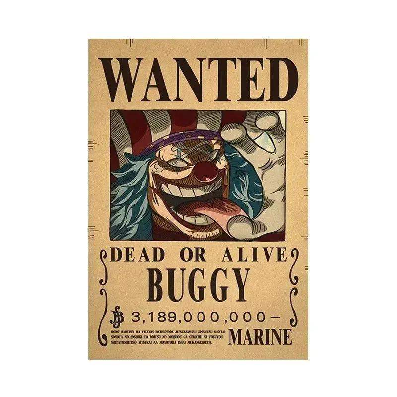 Anime One Piece Gear 5 Luffy Wanted Posters, Kids Bedroom Retro Poster Zoro Living Home Decoration Wall Art Paper Stickers - CLOUDANIMESTUDIO