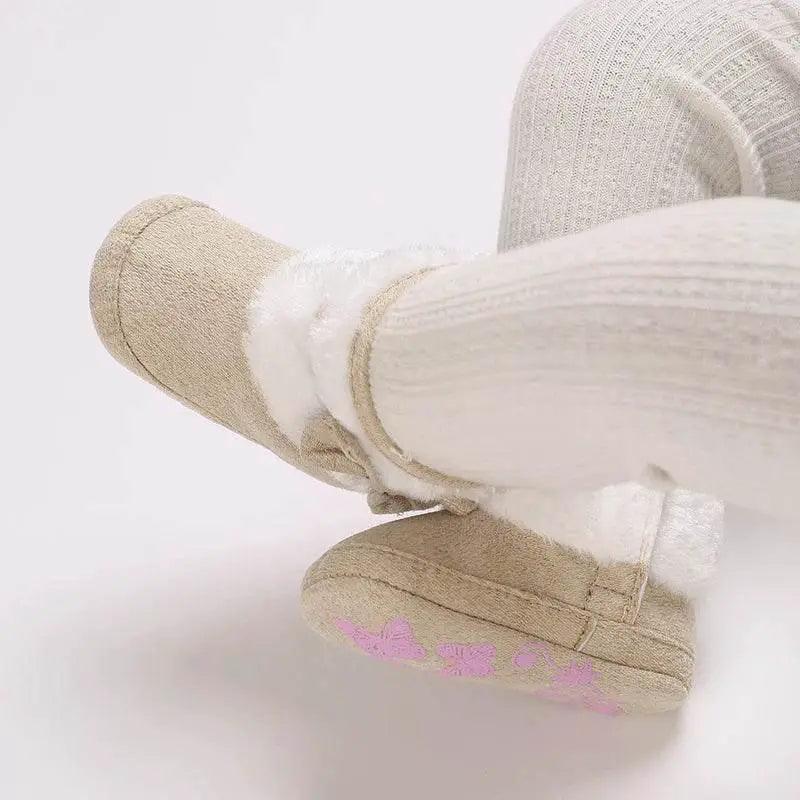  Winter Baby Soft Ankle Boots and Slippers for Newborns - Anti-Slip Cotton Lined Shoes with Butterfly-Knot Detail -  ToylandEU™