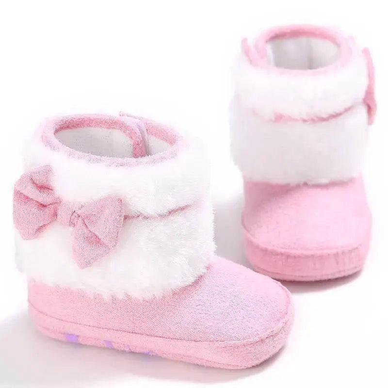  Winter Baby Soft Ankle Boots and Slippers for Newborns - Anti-Slip Cotton Lined Shoes with Butterfly-Knot Detail -  ToylandEU™