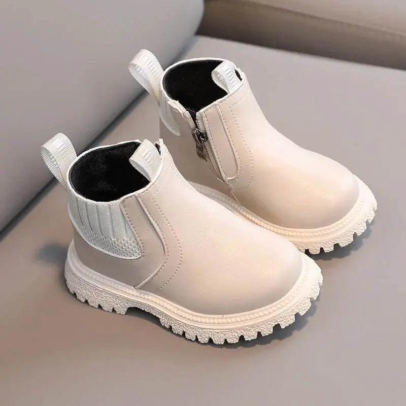  Kids Warm PU Leather Ankle Boots with Side Zipper - Anti-Slip Snow Shoes for Girls and Boys -  ToylandEU™