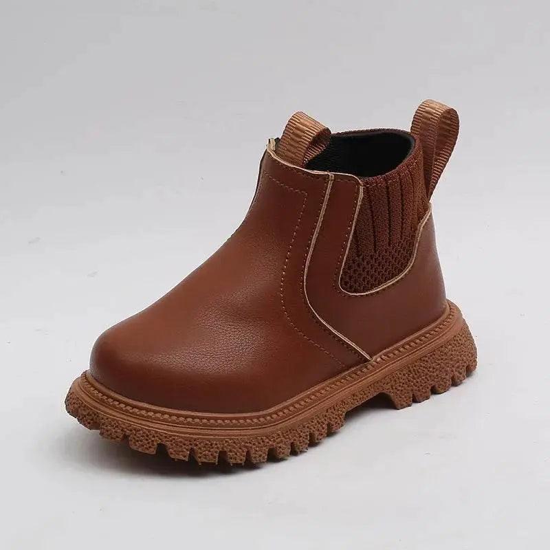  Kids Warm PU Leather Ankle Boots with Side Zipper - Anti-Slip Snow Shoes for Girls and Boys -  ToylandEU™
