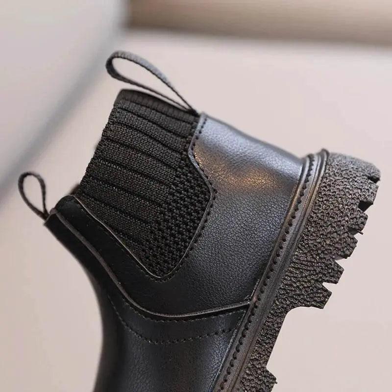 Kids Warm PU Leather Ankle Boots with Side Zipper - Anti-Slip Snow Shoes for Girls and Boys -  ToylandEU™