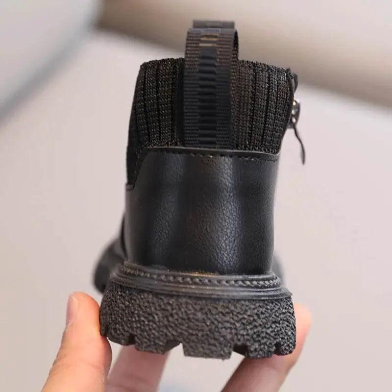  Kids Warm PU Leather Ankle Boots with Side Zipper - Anti-Slip Snow Shoes for Girls and Boys -  ToylandEU™