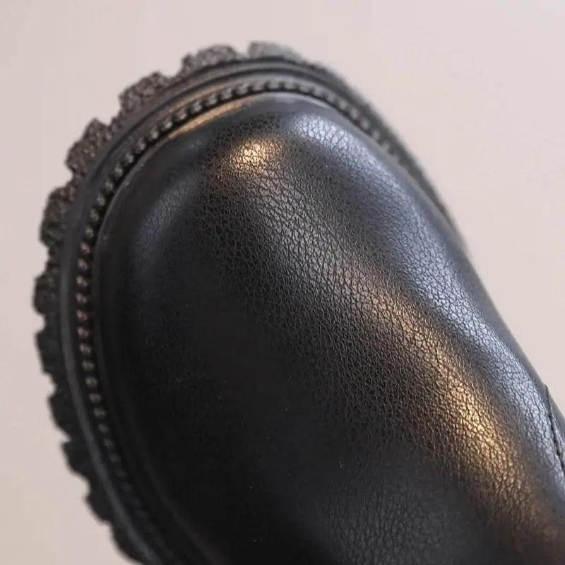  Kids Warm PU Leather Ankle Boots with Side Zipper - Anti-Slip Snow Shoes for Girls and Boys -  ToylandEU™