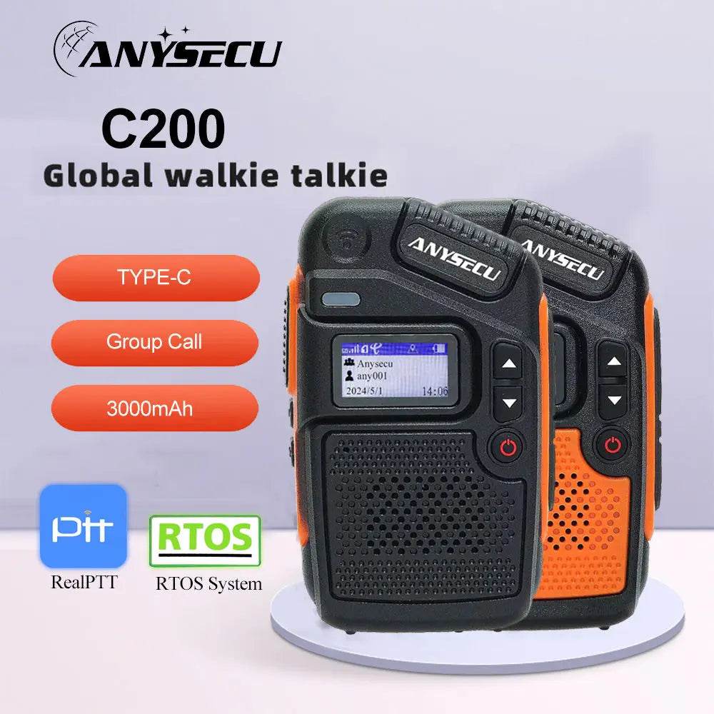 Anysecu C200 4G POC Network Radio Rerlptt Long Talk Mini Walkie Talkie - ToylandEU