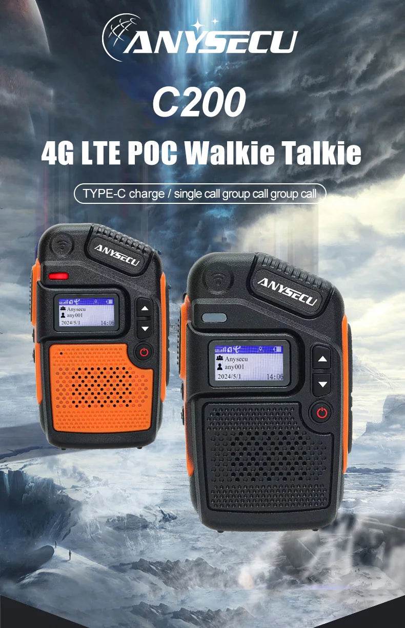 Anysecu C200 4G POC Network Radio Rerlptt Long Talk Mini Walkie Talkie - ToylandEU