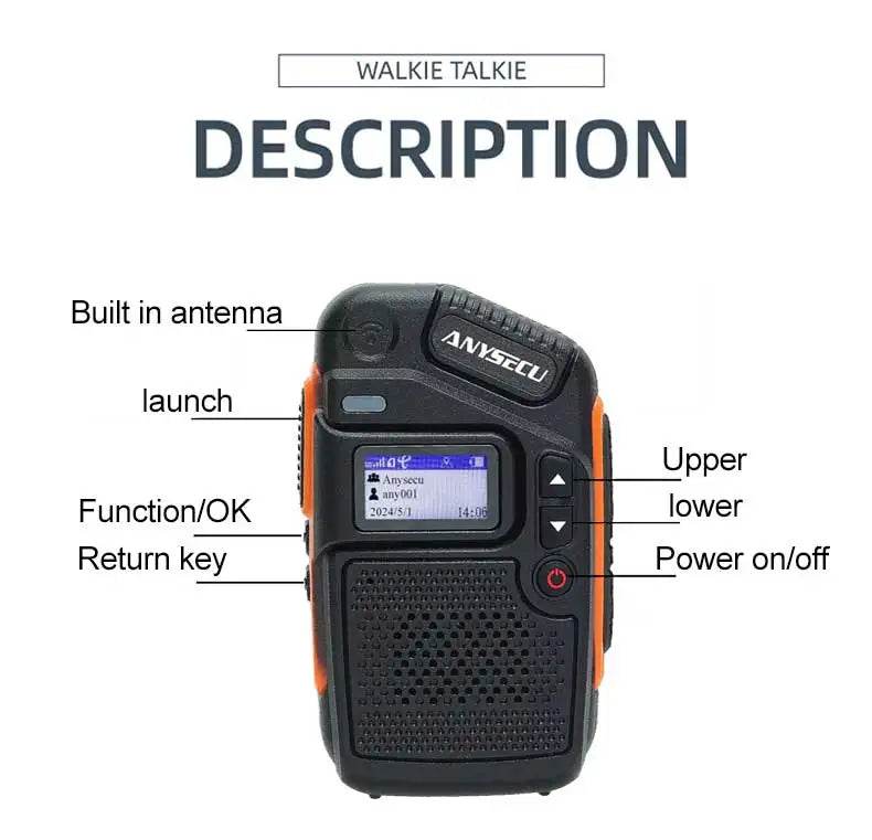 Anysecu C200 4G POC Network Radio Rerlptt Long Talk Mini Walkie Talkie - ToylandEU
