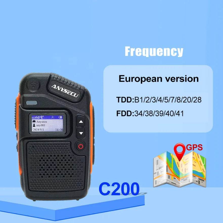 Anysecu C200 4G POC Network Radio Rerlptt Long Talk Mini Walkie Talkie - ToylandEU