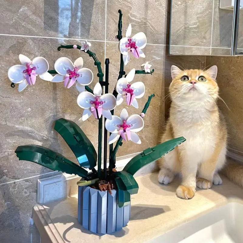 Aoger 10311 Orchid Bouquet Building Blocks Set for Creative Decor - ToylandEU