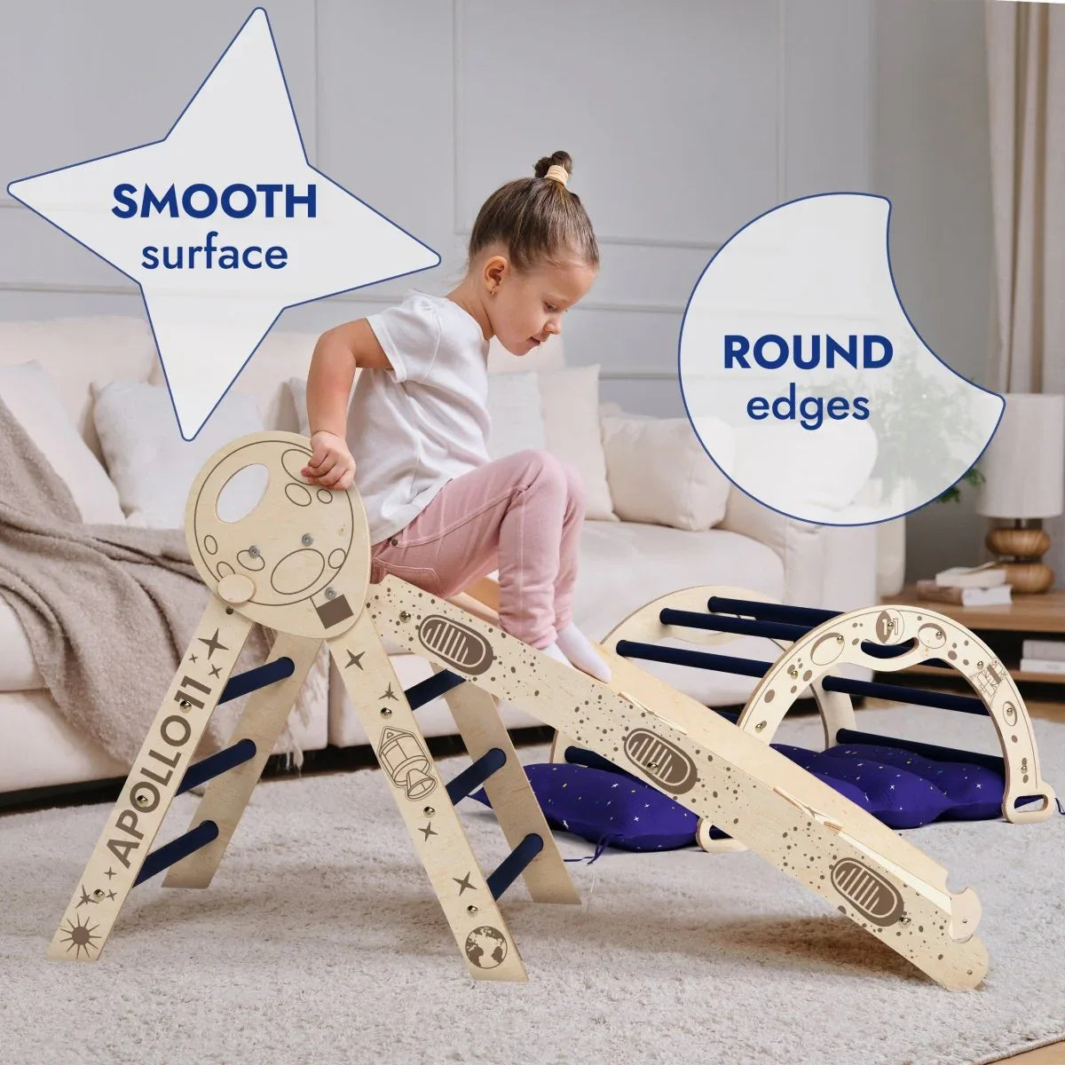 Apollo 4in1 Climbing Set:  Pikler Triangle, Arch, Slide Board, and Cushion for Little Toddlers Astronauts (1–3 Years) - ToylandEU